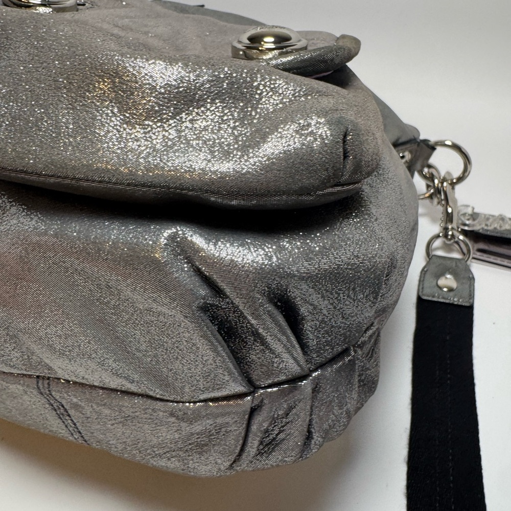 SOLD Coach Poppy Silver Metallic Double Pocket Satchel/Shoulder Bag #14561 – Y2K - Picture 10 of 14